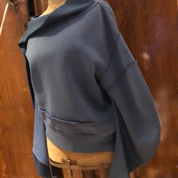 Burberry London Runway Sweatshirt asymmetrical off shoulder rare unique blue - Picture 3 of 14